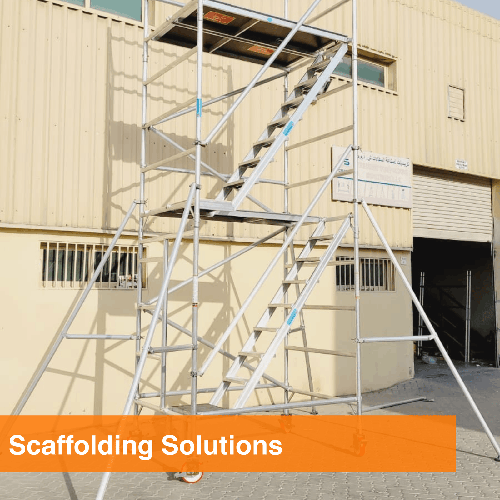 Aluminium scaffolding manufacturer providing mobile scaffolding towers, access platforms and industrial scaffolding solutions for construction projects in UAE and GCC.