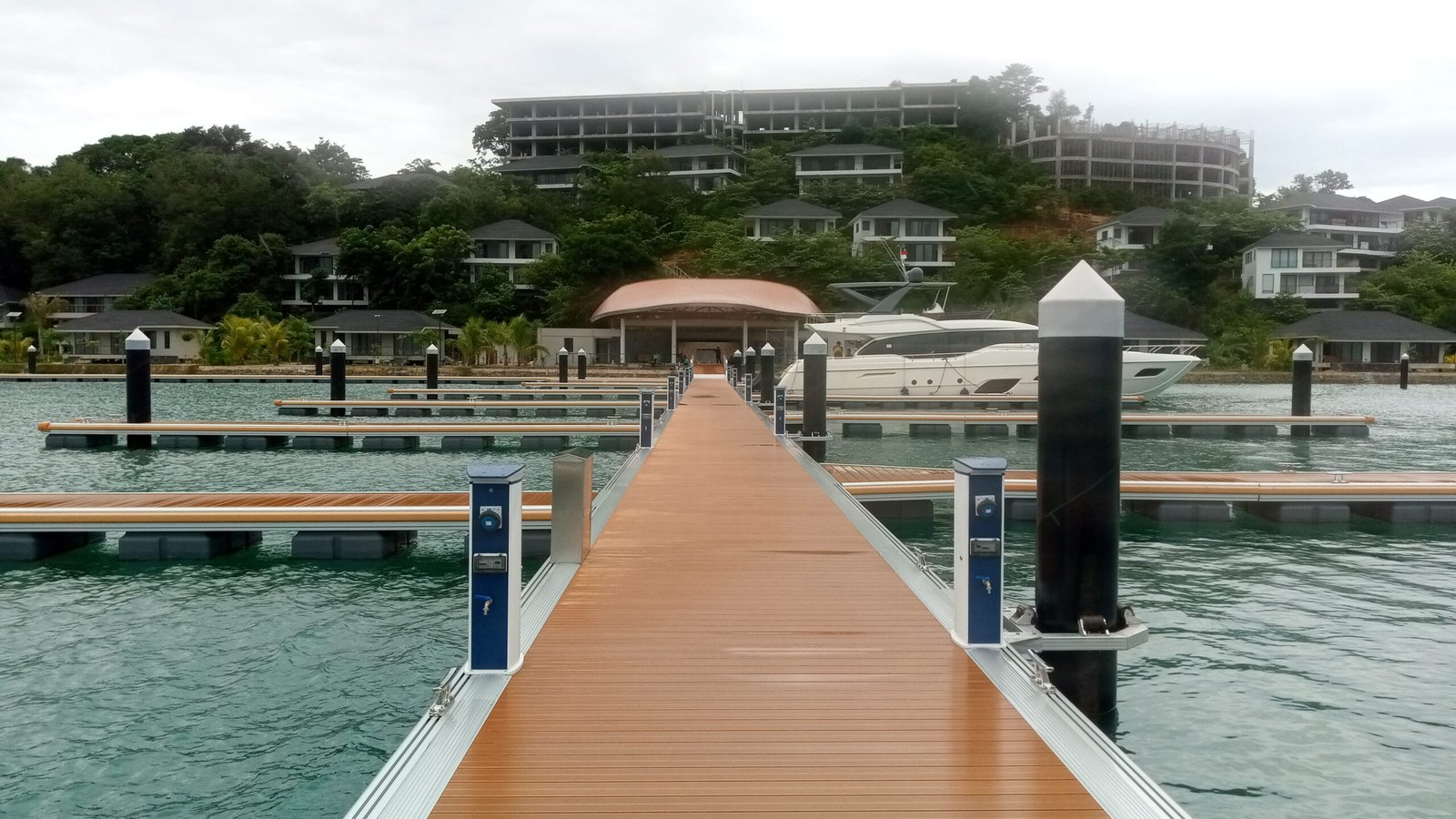 Premium floating dock system installed in a luxury marina development in the UAE.